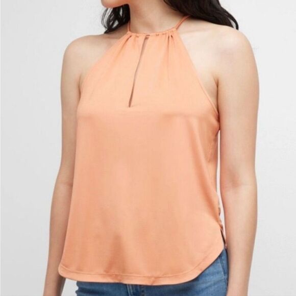 Veronica Beard NWT Kusumi Orange Keyhole Cutout Halter Neck Top Size Medium - Picture 1 of 4